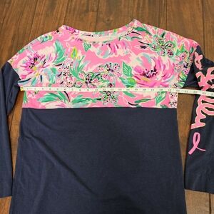 Lilly Pulitzer Finn Long Sleeve Navy And Pink Top Size Medium
